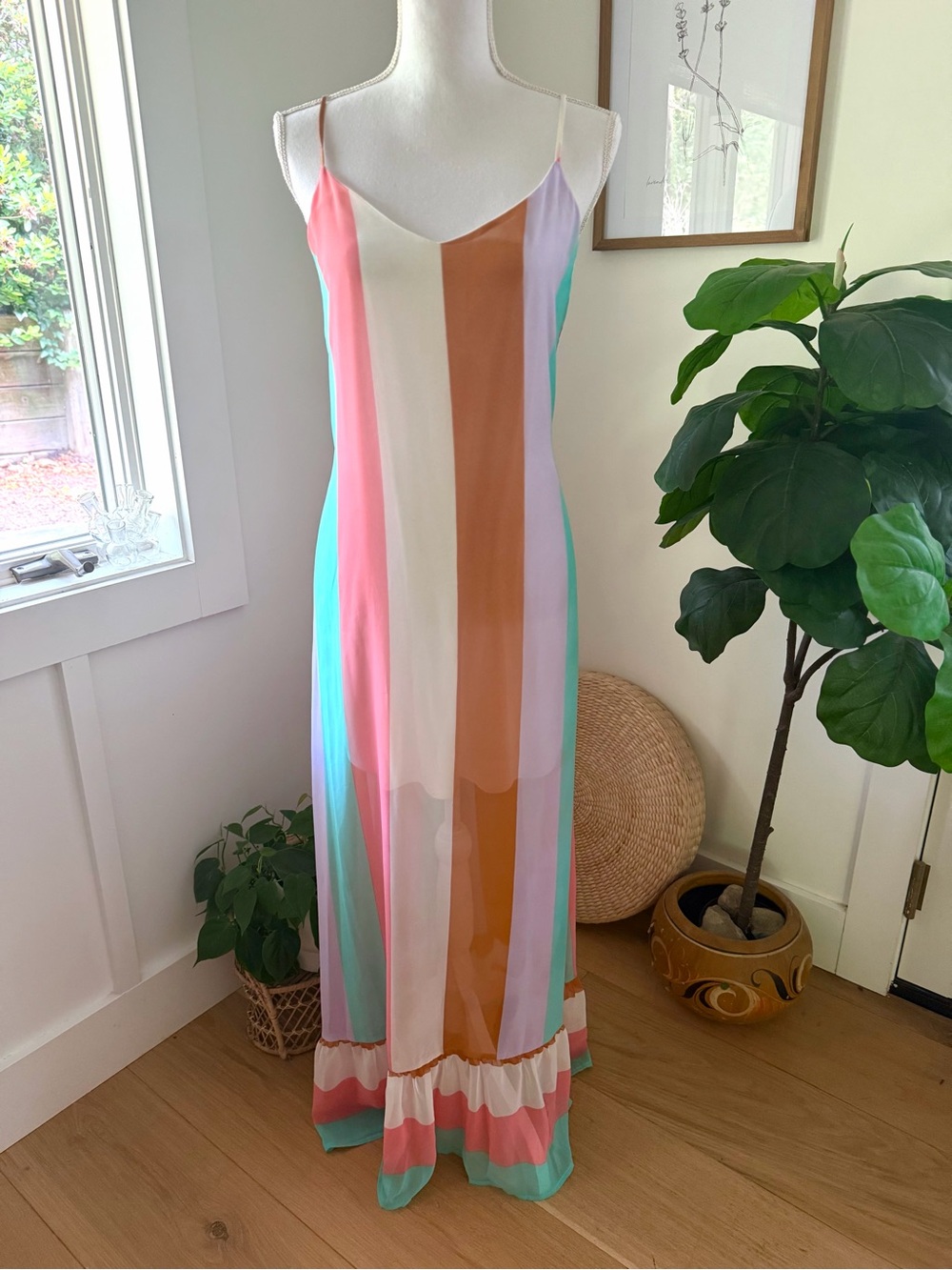 Peach Love California Striped Multi Maxi Dress